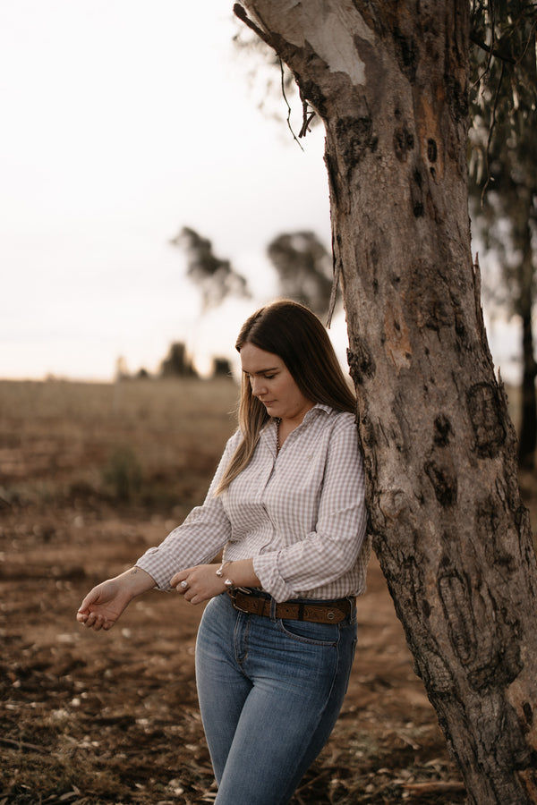 Ladies Arena Hustle - Beige Gingham