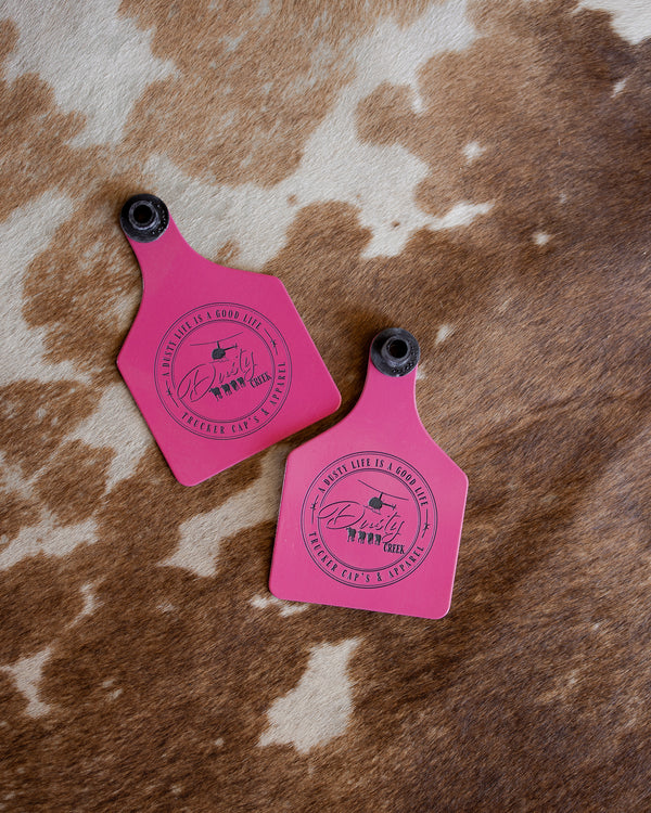 Cattle Tag Keyring Vinyl Pink
