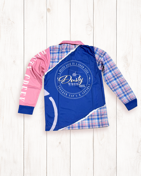 Girls Fishing Shirt - Pink Collar