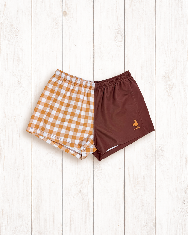 Footy Short Ladies Beige Check