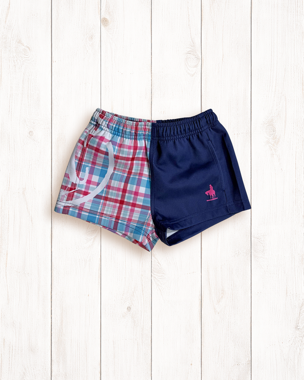 Girls Footy Short - Pink & Blue