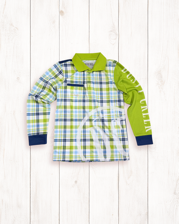 Kids Fishing Shirt - Lime Check
