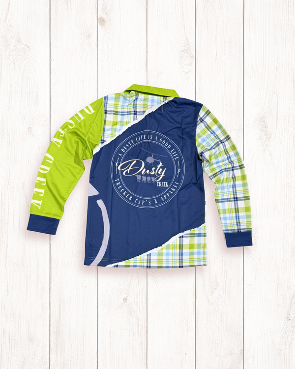 Kids Fishing Shirt - Lime Check