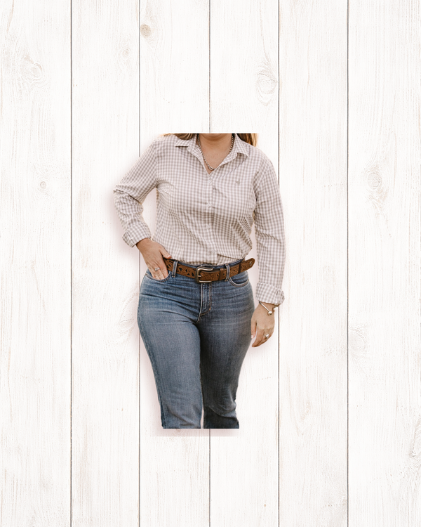 Ladies Arena Hustle - Beige Gingham