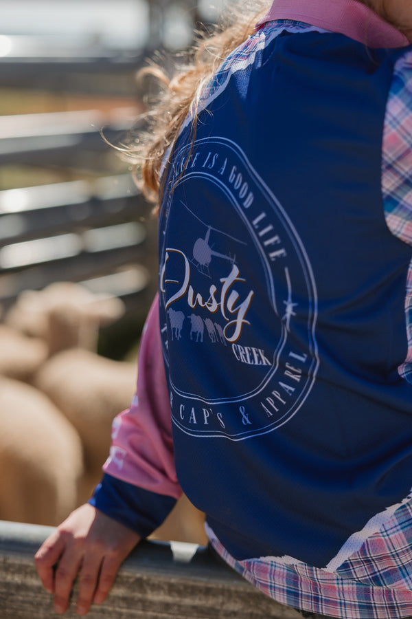 Girls Fishing Shirt - Pink Collar