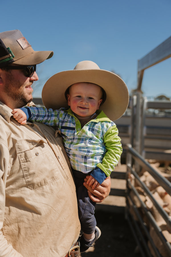 Kids Fishing Shirt - Lime Check
