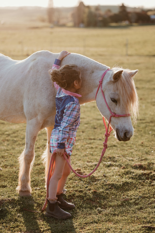 Girls Footy Short - Pink & Blue