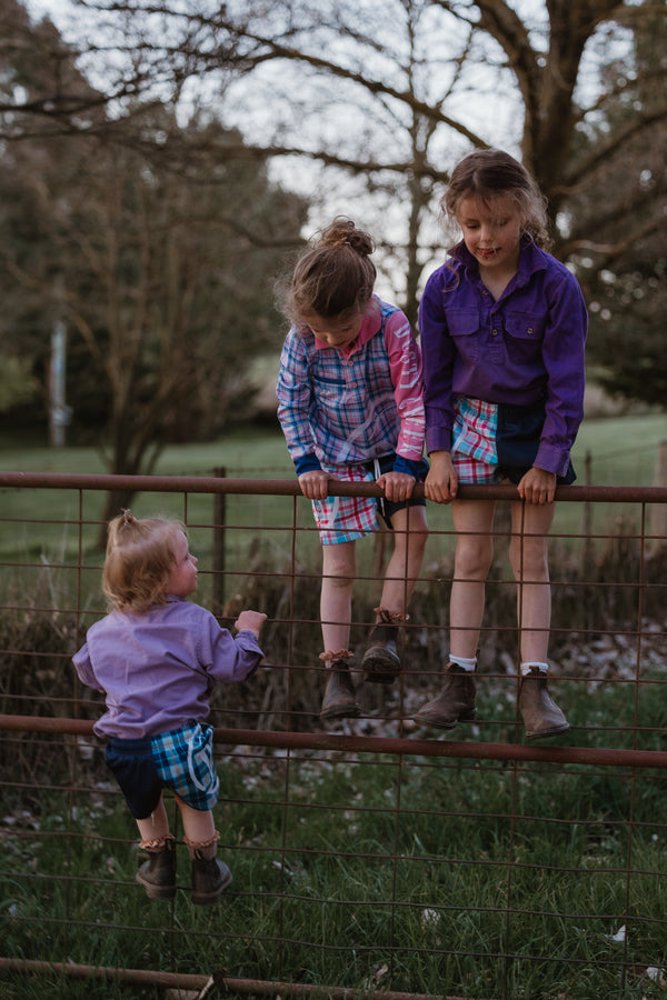 Girls Footy Short - Pink & Blue