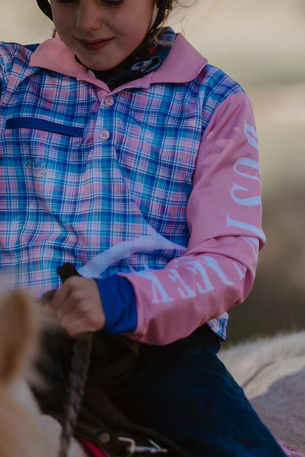Girls Fishing Shirt - Pink Collar