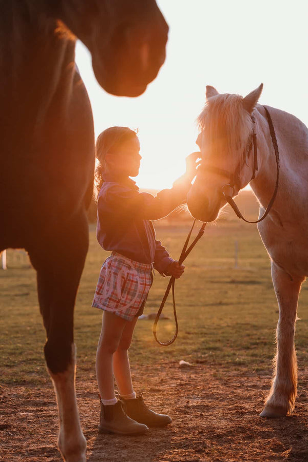 Girls Footy Short - Pink & Blue