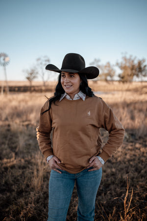 Jumper pullover Ladies - Crewneck sweater, winter wear, 100% cotton fleece, neutral colours, cozy