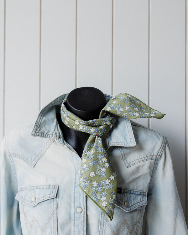 Neck Tie Olive Green Floral