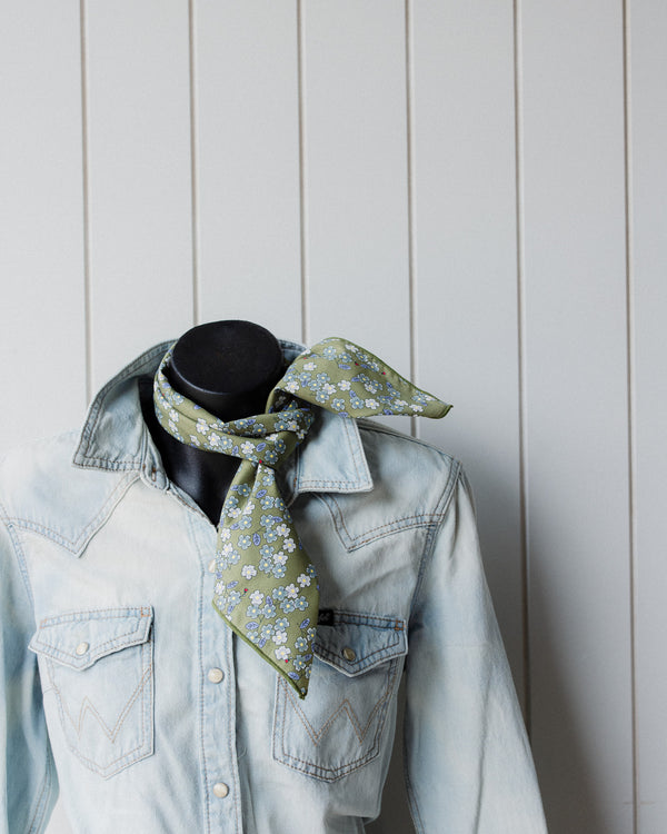 Neck Tie Olive Green Floral