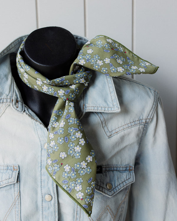 Neck Tie Olive Green Floral