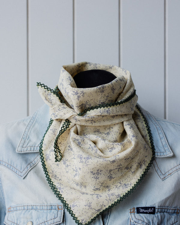 Laced Trim Scarf Butter & Olive