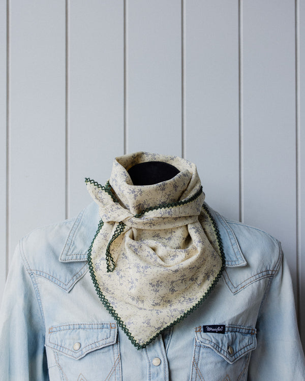 Laced Trim Scarf Butter & Olive