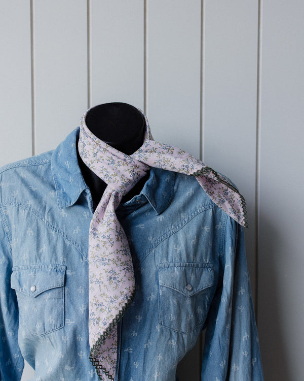 Laced Trim Scarf Pink & Olive