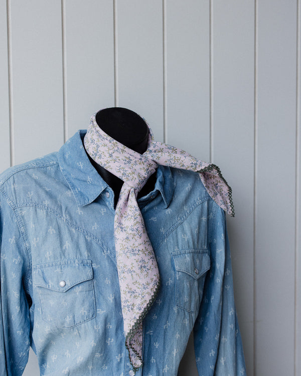 Laced Trim Scarf Pink & Olive