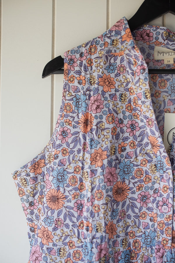 Mmoka Pretty Floral Blue Dress