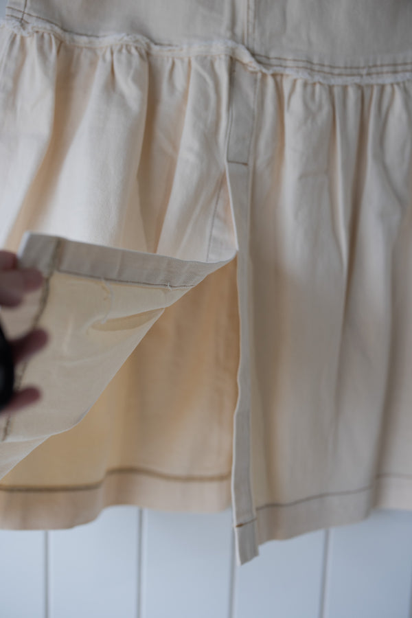 Cream Denim Split Front Skirt