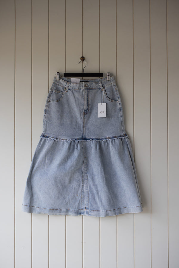 Denim Split Front Skirt