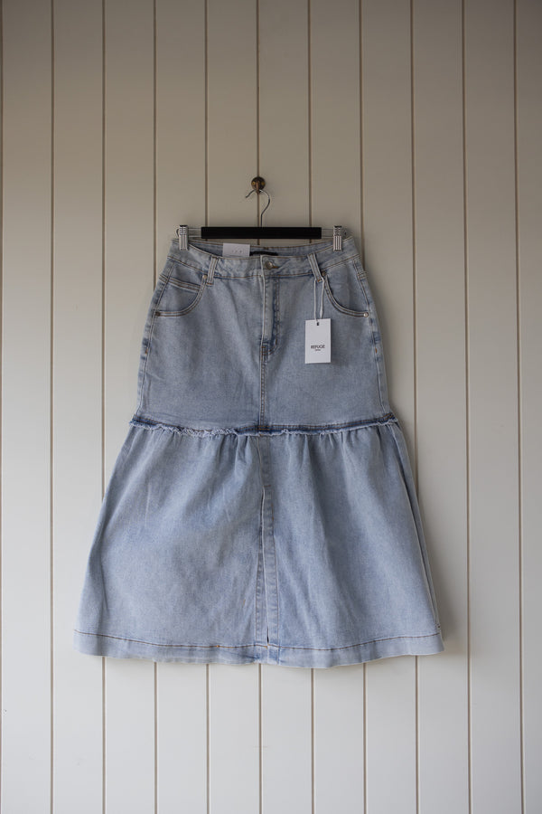 Denim Split Front Skirt