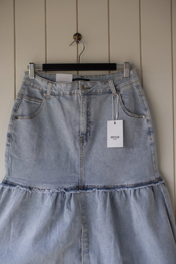 Denim Split Front Skirt