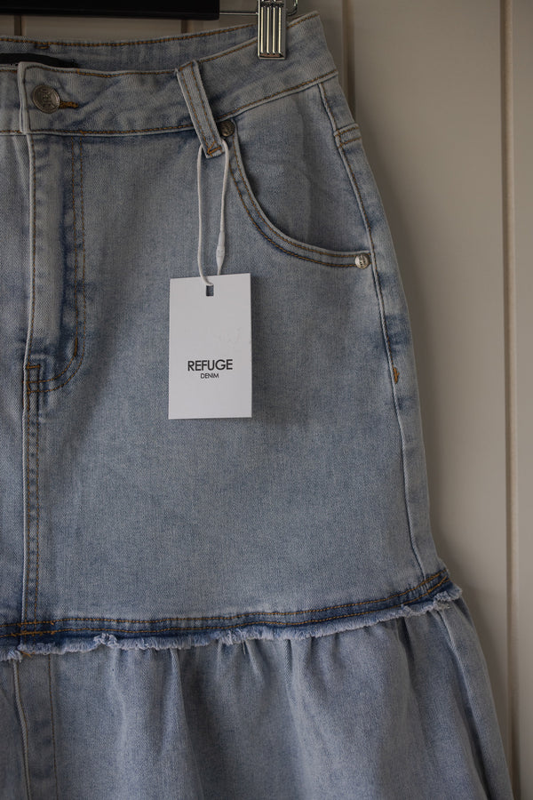 Denim Split Front Skirt