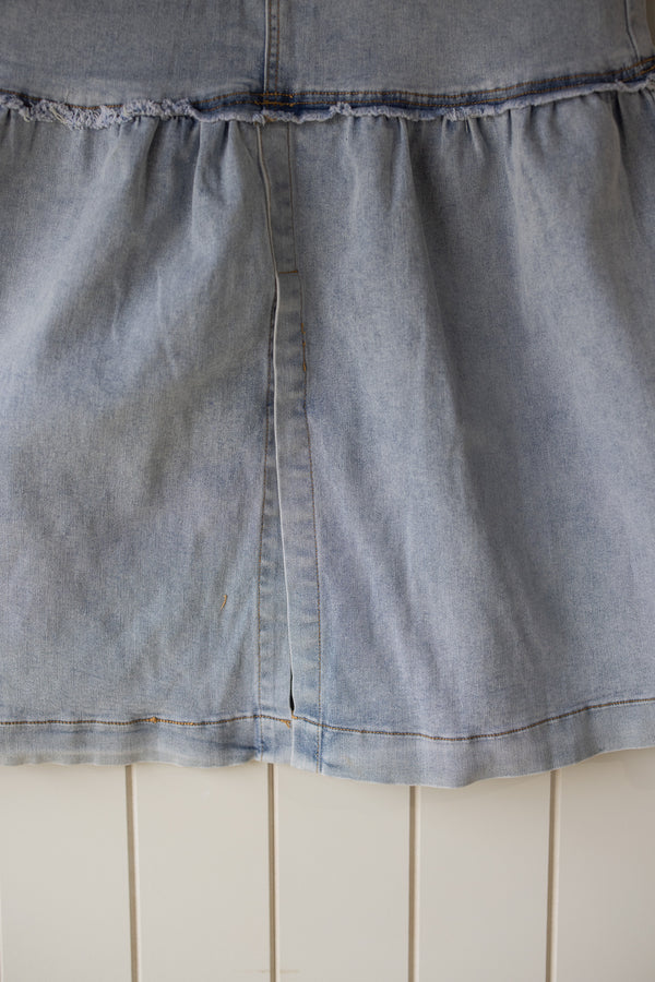 Denim Split Front Skirt