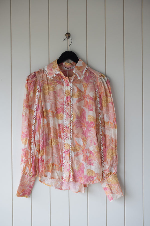 Callie Peach Floral Blouse