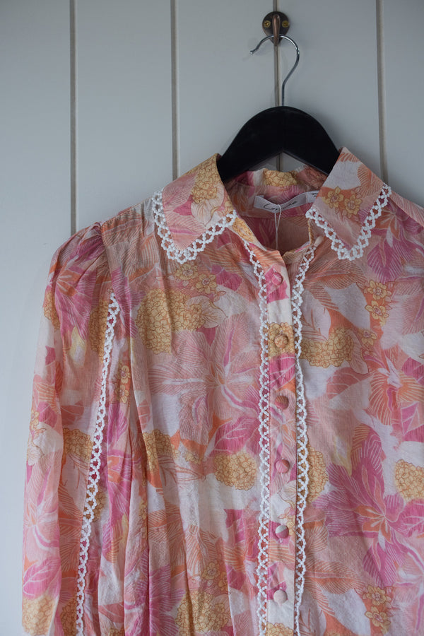 Callie Peach Floral Blouse