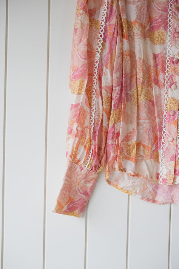 Callie Peach Floral Blouse