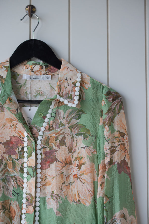Callie Green Floral Blouse