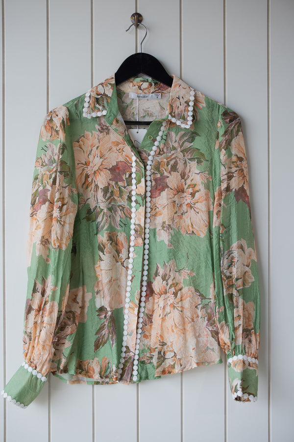 Callie Green Floral Blouse