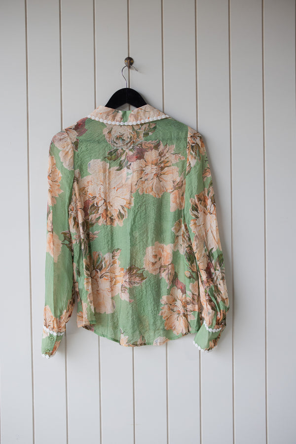 Callie Green Floral Blouse