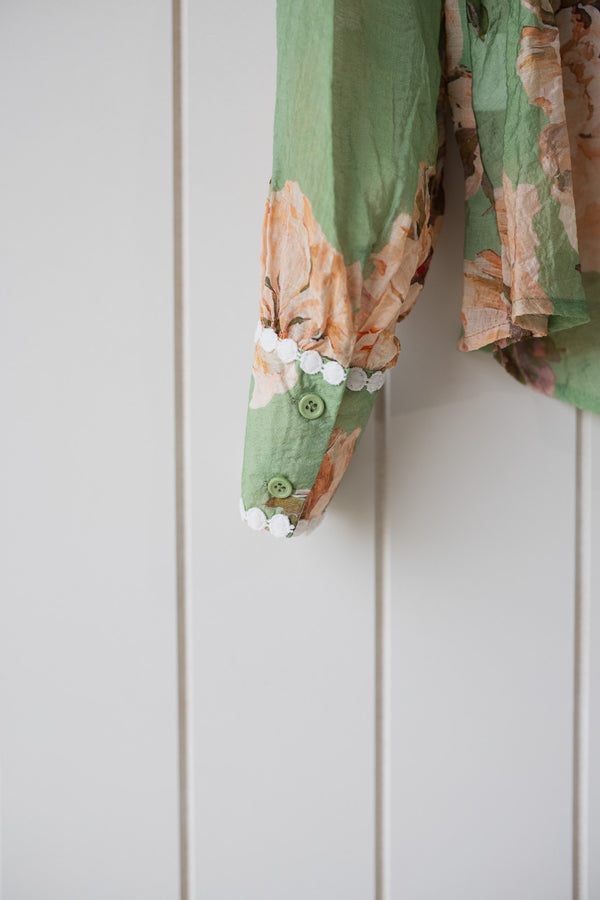 Callie Green Floral Blouse