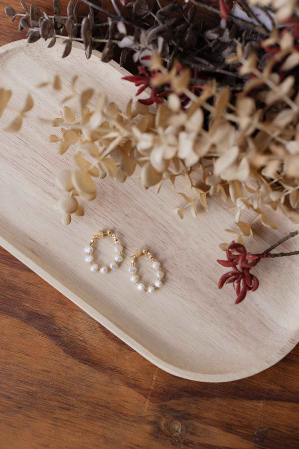Natural Pearl Hoop Studs