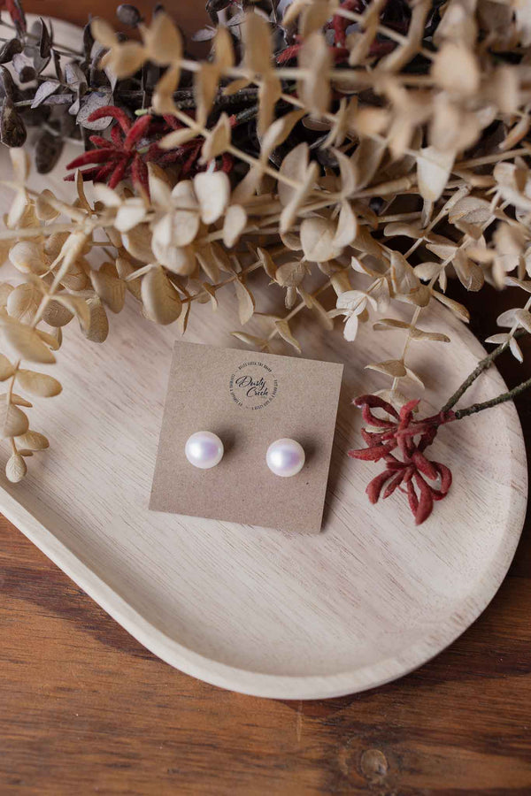 Large Faux Pearl Round Studs