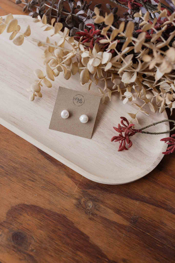 Natural Pearl Baroque Earrings Round