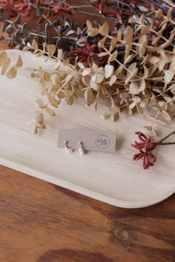 Natural Pearl Hoop Studs Mini