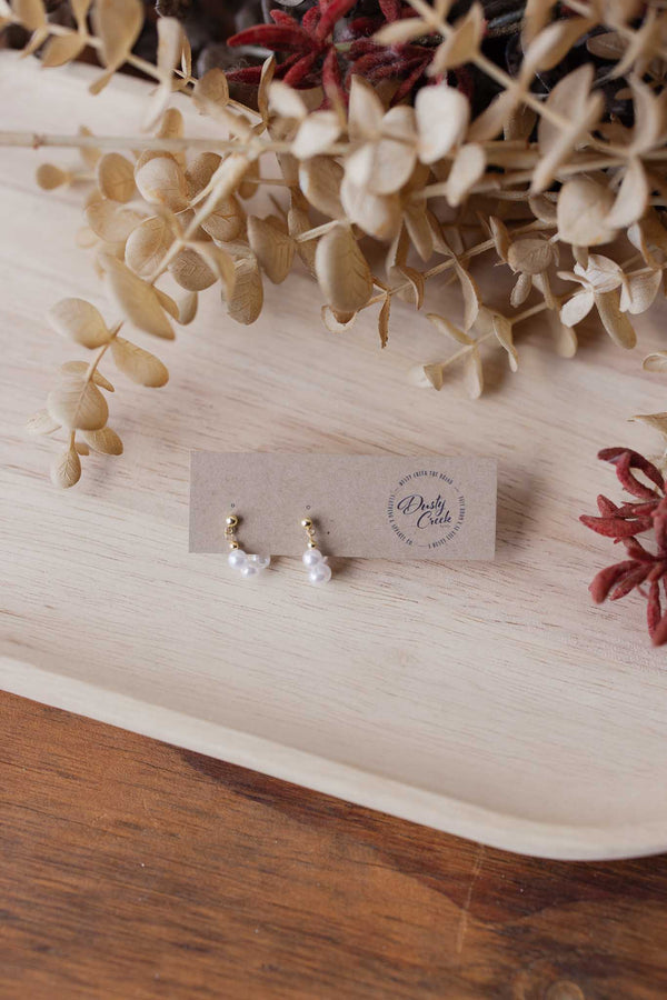 Natural Pearl Hoop Studs Mini