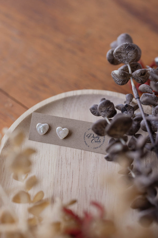Natural Pearl Heart Studs